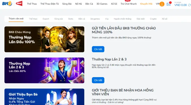BK8 vô vàn khuyến mãi hấp dẫn